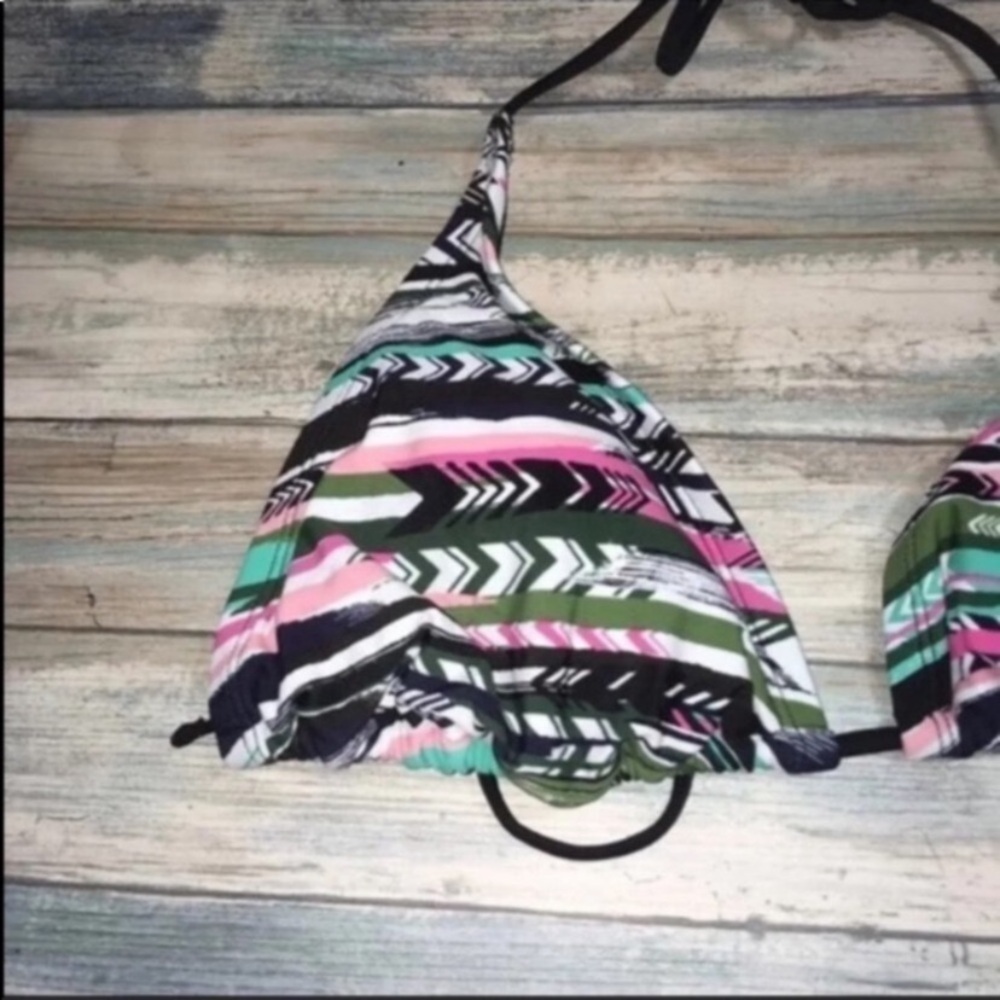 Mossimo Aztec Triangle Bikini Top Small Halter String Tie Swim - Picture 3 of 5